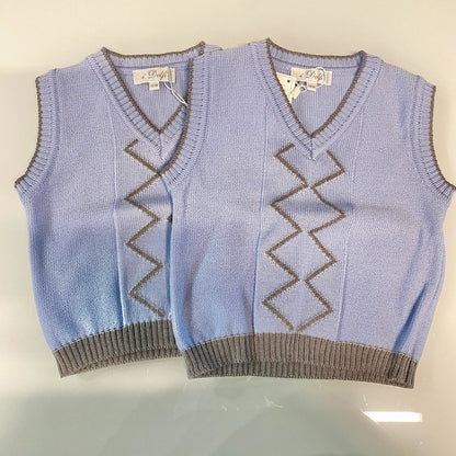 Gilet neonato invernale elegante azzurro cielo e grigio