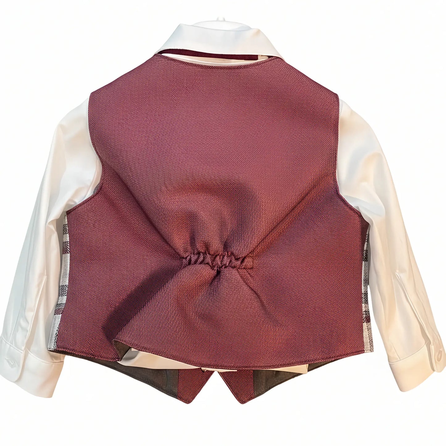 Completo Neonato Bianco e Bordeaux con Quadri per Cerimonie