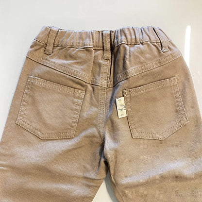 Pantalone tipo jeans beige per neonato con elastico