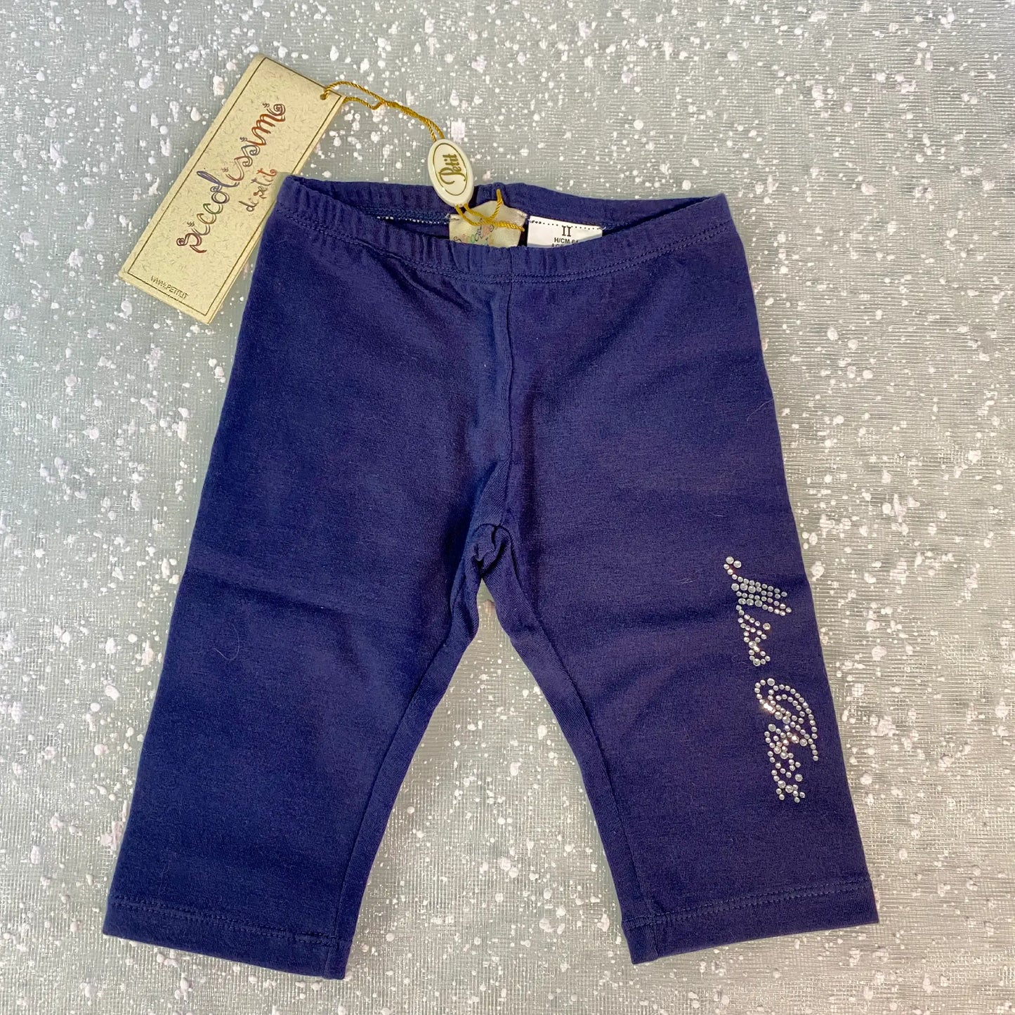 Leggings Neonata Blu Paillettes o Cotone Classico | Outlet