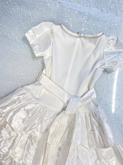 Mini abito elegante in raso e cotone
