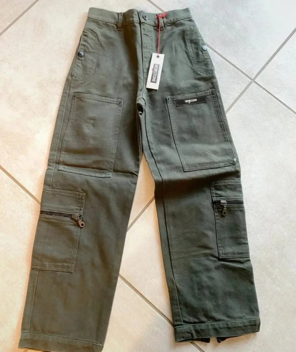 Pantaloni cargo colore verde militare per bambino