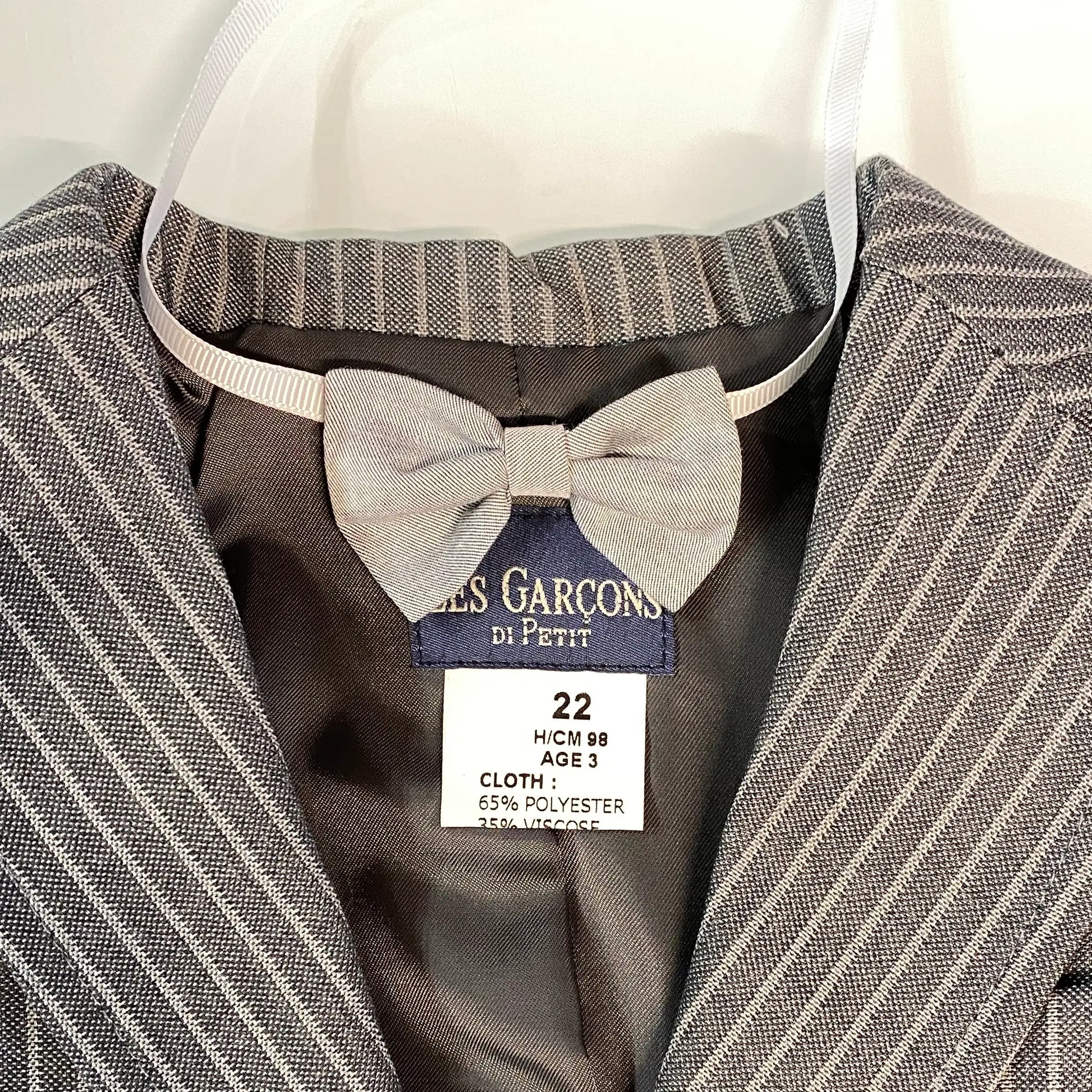 Papillon bimbo grigio a righe esempio di abbinamento