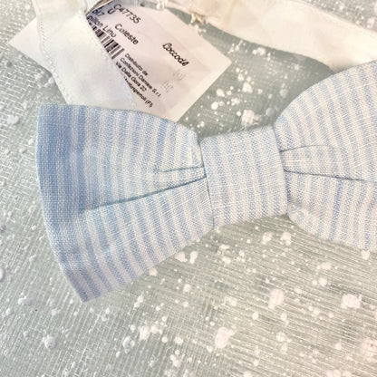 Papillon in lino a righe celesti per neonato