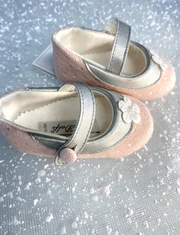 Scarpe da battesimo rosa e argento