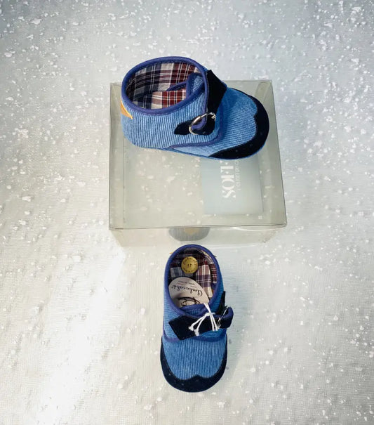 Scarpe da culla in velluto per maschietto