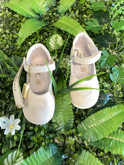 Scarpette primi passi beige per bambina