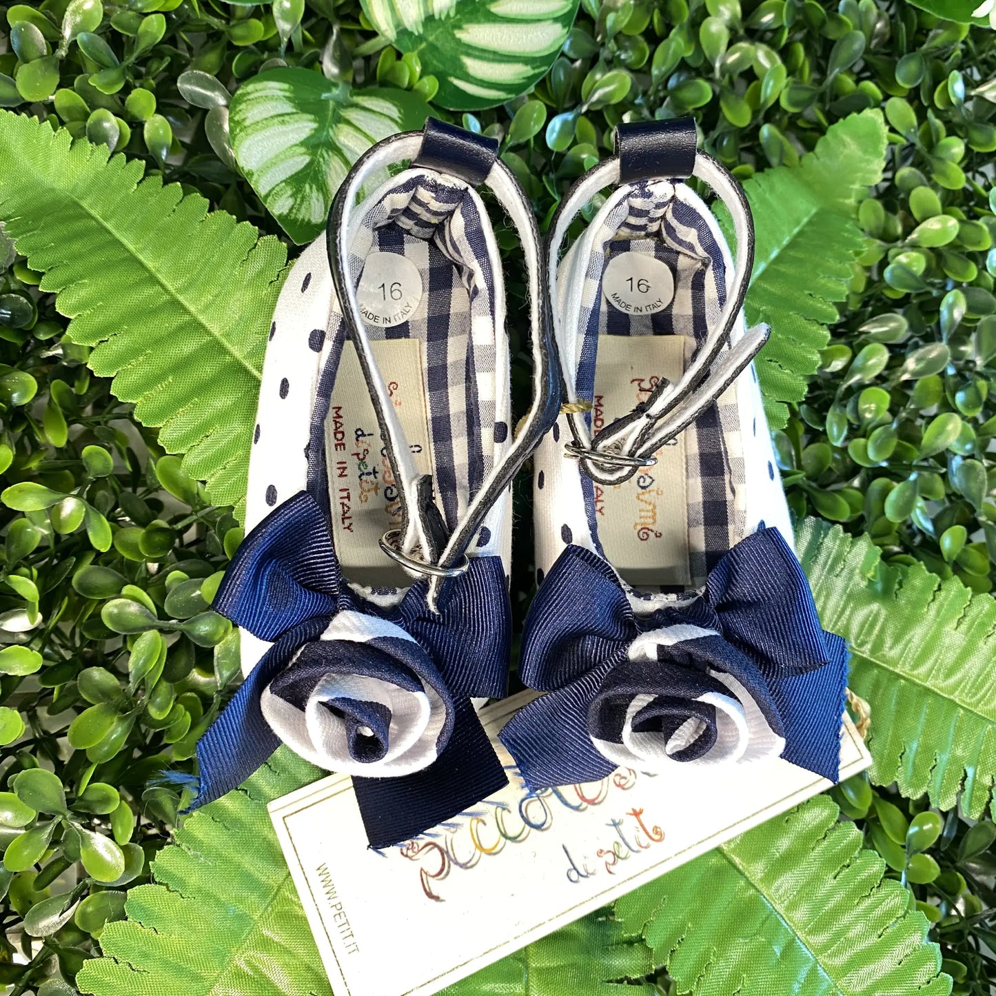 Scarpette ballerina da culla a pois blu