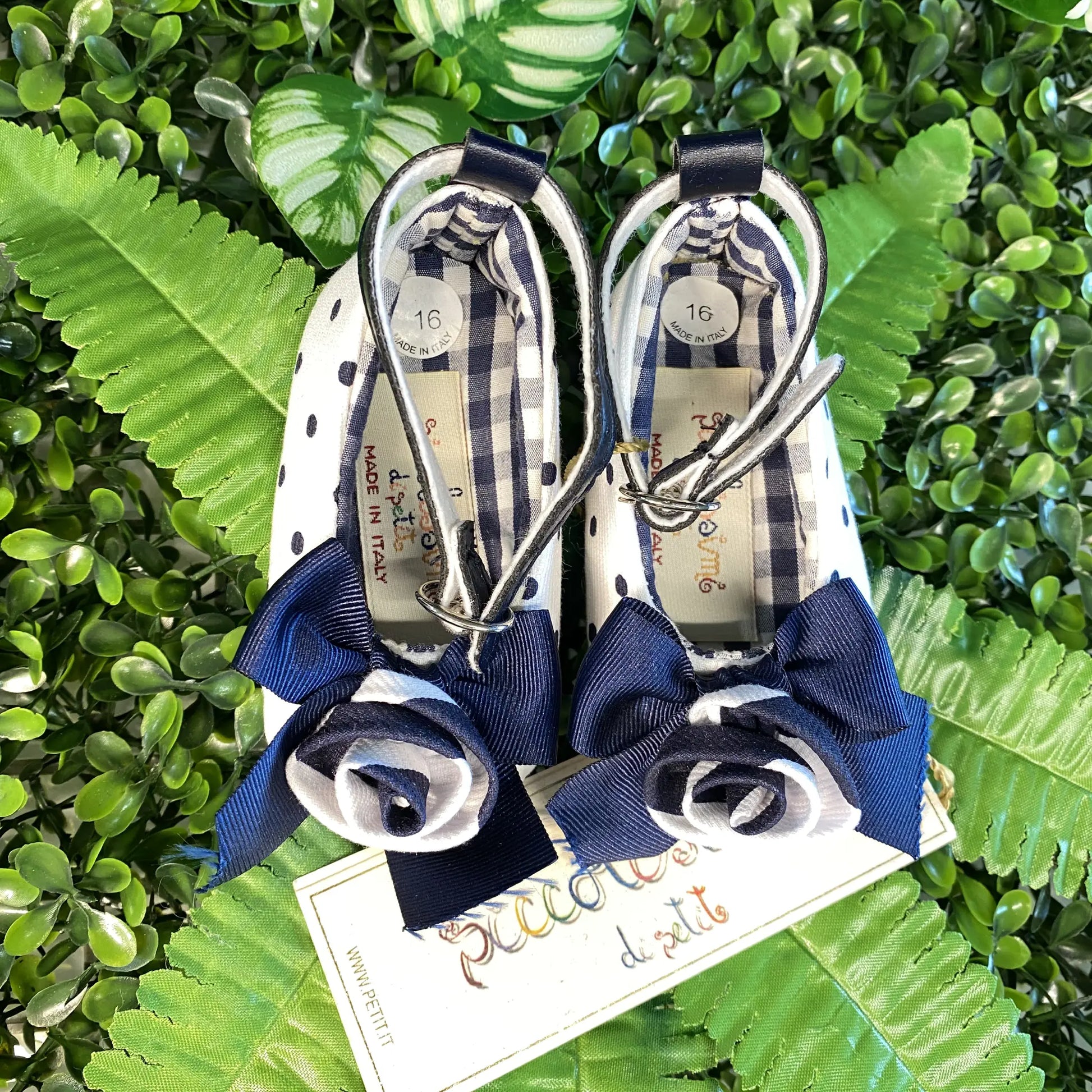 Scarpette ballerina da culla a pois blu
