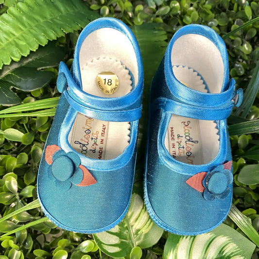 Scarpette blu ottanio per neonata