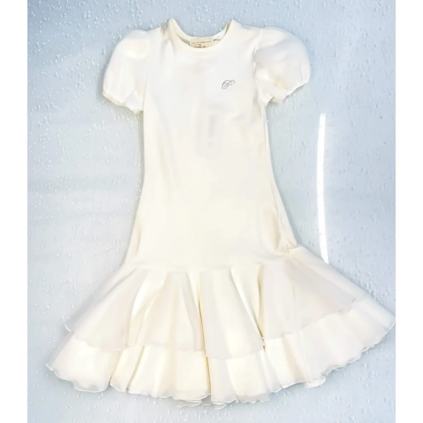 Tubino bianco per bambina felpato in sconto 