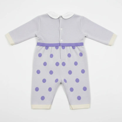 Tutina intera panna a pois lilla 3 - 6 mesi