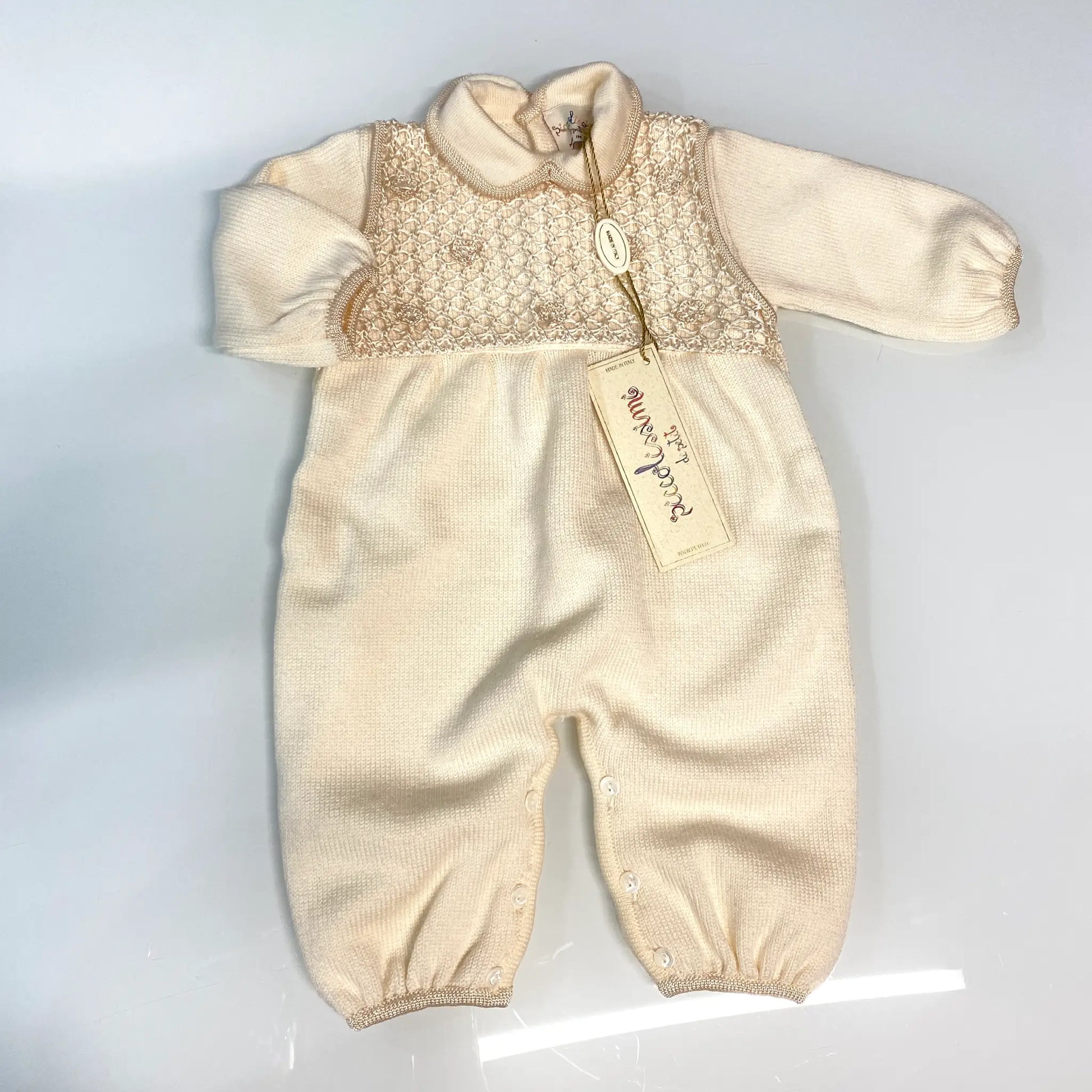 Tutina nascita in lana color avorio in outlet