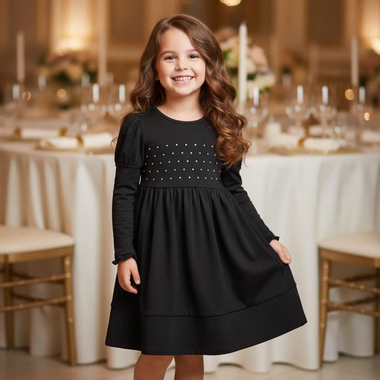 Vestito bambina di colore nero per feste invernali in outlet