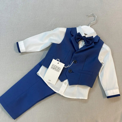 Vestito completo da battesimo e cerimonie blu per neonato in offerta outlet