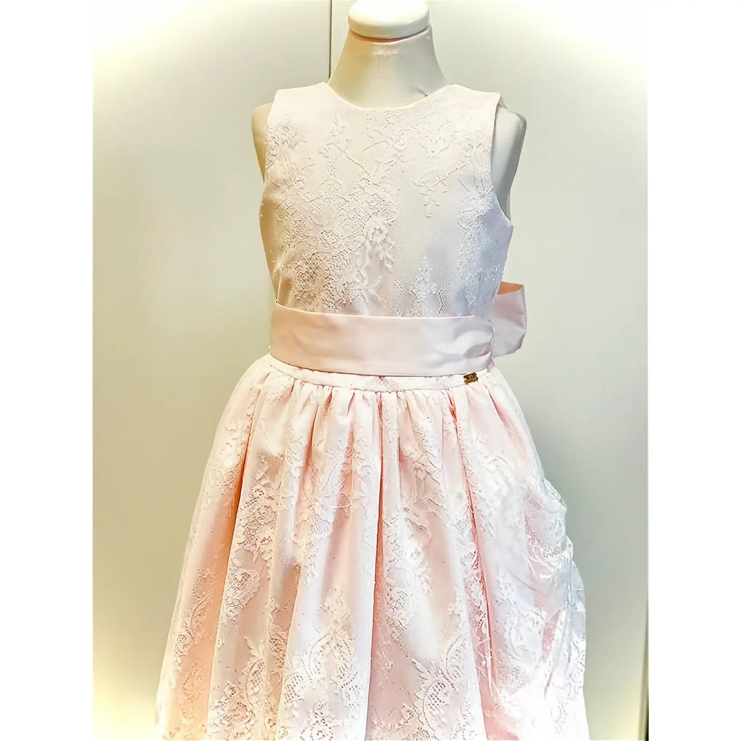 Vestito da damigella o da comunione rosa e bianco in offerta outlet