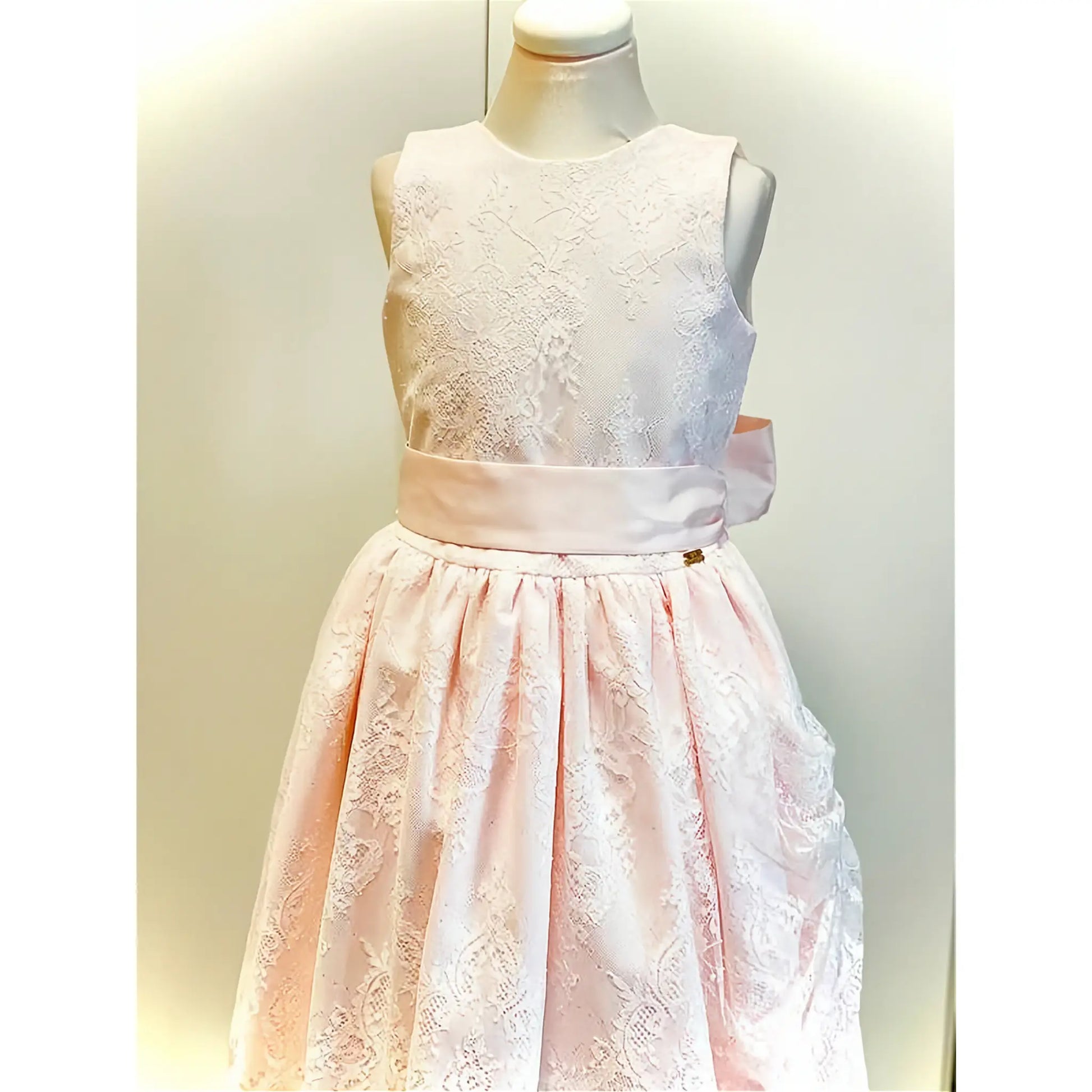 Vestito da damigella o da comunione rosa e bianco in offerta outlet