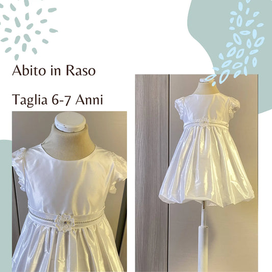 Vestito da damigella in raso bianco per bimba di 6 anni