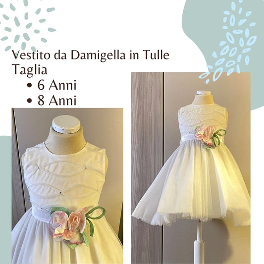 Vestito da damigella in tulle per 6 e 8 anni