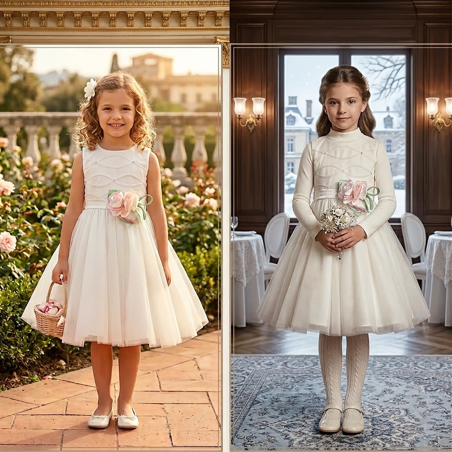 Vestito da damigella in tulle per bambina in sconto outlet