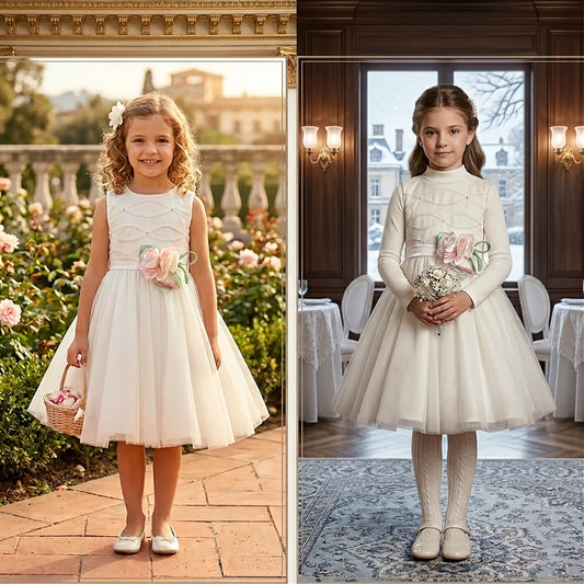 Vestito da damigella in tulle per bambina in sconto outlet