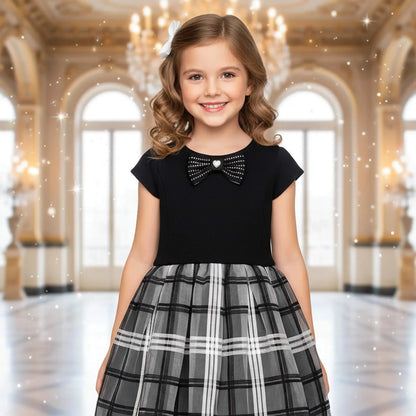 Vestito elegante bianco e nero per bambina in outlet