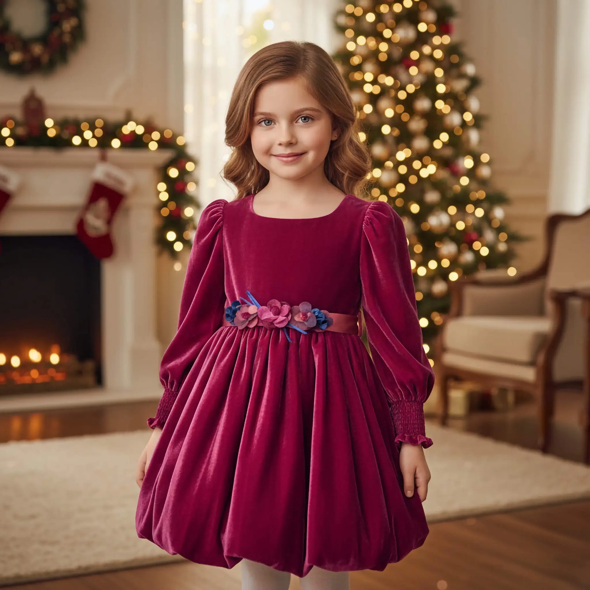 Vestito scontato elegante in velluto per bambina