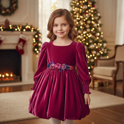 Vestito scontato elegante in velluto per bambina