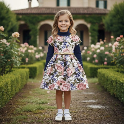 Vestito elegante a fiori da cerimonia per bambina 4 anni in sconto outlet