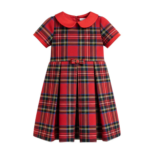 Vestito rosso cerimonia per bambina con colletto peter pan